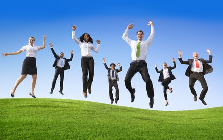 Group-of-Multiethnic-Ecstatic-Business-People-Outdoors