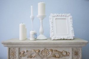 candlesticks and picture frame