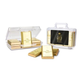 Geschenkartikel: Gold wert - Goldkoffer mit 12 Schoko-Goldbarren