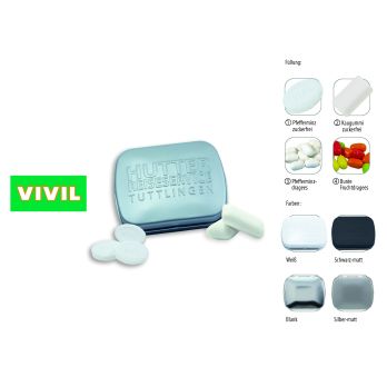 Klapp-Dose-59 geprägt, Kaugummi Dragees, zuckerfrei, 20 g Klapp-Dose-59 geprägt, Kaugummi Dragees, zuckerfrei, 20 g