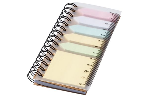 Spinner Spiralnotizbuch mit bunten Haftnotizen - natur 