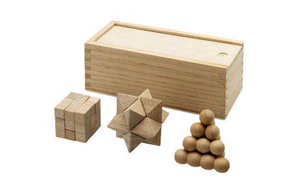 Brainiac 3-teiliges Denksportspiel aus Holz - natur 
