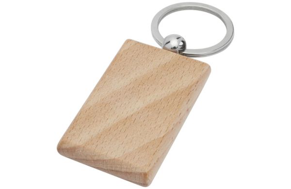 Gian rechteckiger Schlüsselanhänger aus Buchenholz - natur 