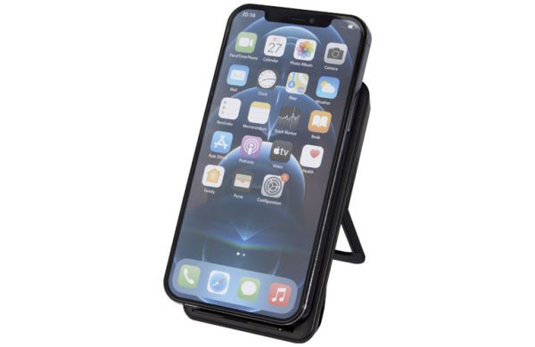 Loop 10 W kabelloses Ladepad aus recyceltem Kunststoff mit Telefonständer - schwarz 