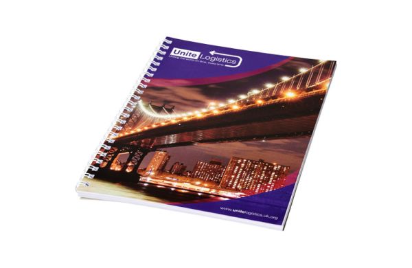 Desk-Mate® A5 Spiralnotizbuch mit bedruckter Rückseite - weiss - 50 Blatt