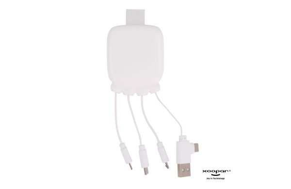 3192  Xoopar Octopus Gamma 2 Bio Charging cable with 3.000mAh Powerbank, weiss