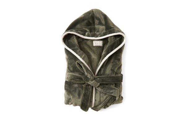 VINGA Louis Luxus Plüsch GRS rPET Bademantel Größe S/M/grün