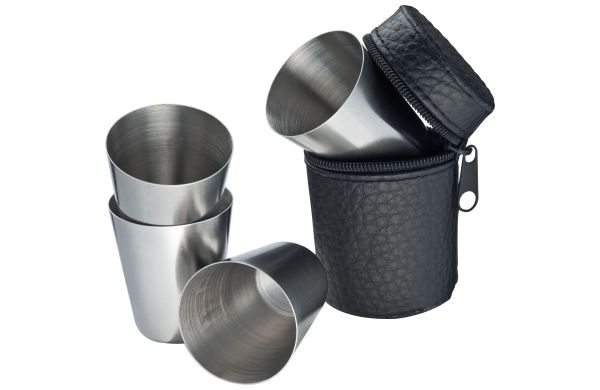 4 Schnapspinnchen aus Edelstahl - schwarz