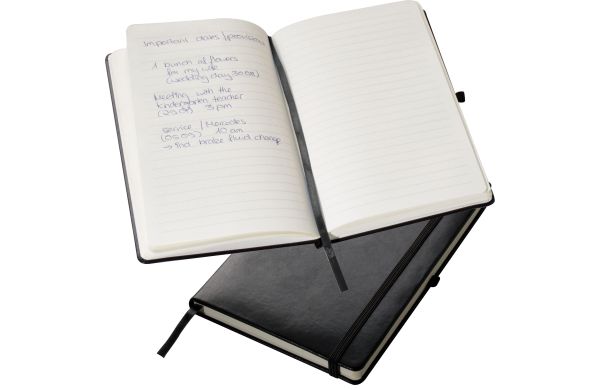 A5 Notizbuch mit Kunstlederumschlag  - schwarz