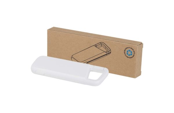 Alkes 12 W 5.000 mAh wasserfeste Powerbank aus recyceltem Kunststoff mit Karabinerhaken, weiss