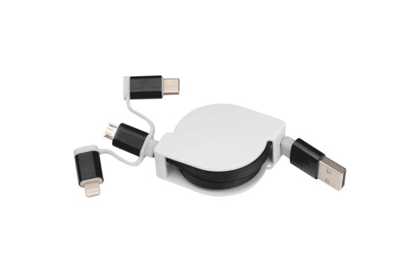 Ausziehbares Ladekabel 3in1 - schwarz