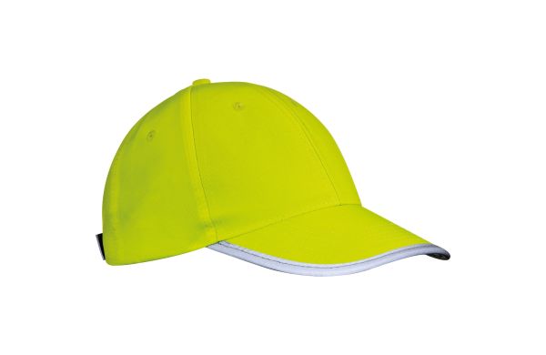 AZO freie 6 Panel Baseballcap für Erwachsene aus Polyester mit reflektierender Borte - gelb