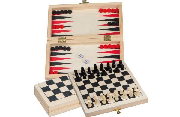 Backgammon-Schach-Dame-Spiel-beige