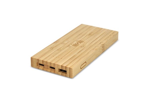 Bamboo Powerbank Wireless Charging 8000mAh, natur