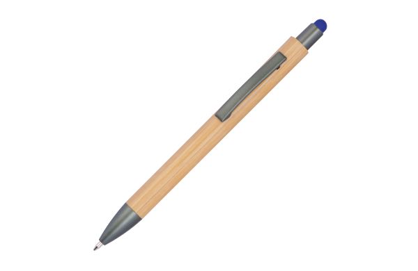Bambuskugelschreiber mit Touchfunktion  - blau
