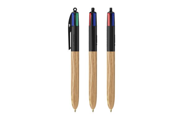BIC 4 Colours Wood Style, Schwarz - Naturholz