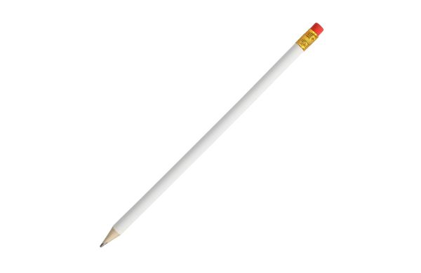 Bleistift "White" mit Radiergummi, weiss