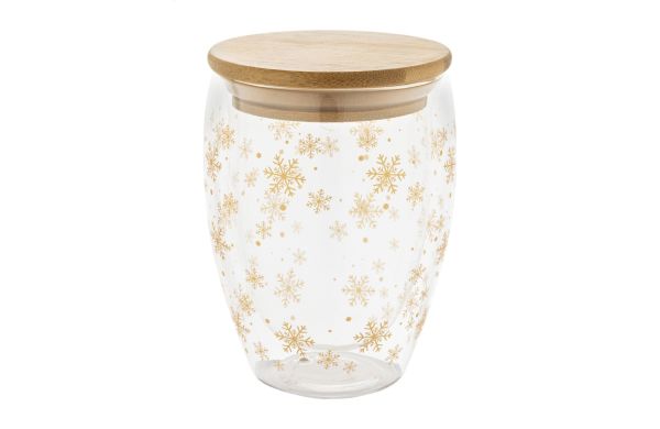 Bostro Weihnachts-Thermobecher aus Glas, transparent/natur