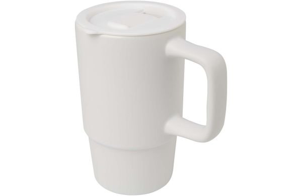 Carter 450 ml Keramiktasse mit Kunststoffdeckel, weiss