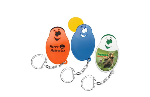 Chiphalter mit 1€-Chip, Gliederkette und Ring "Gesicht"