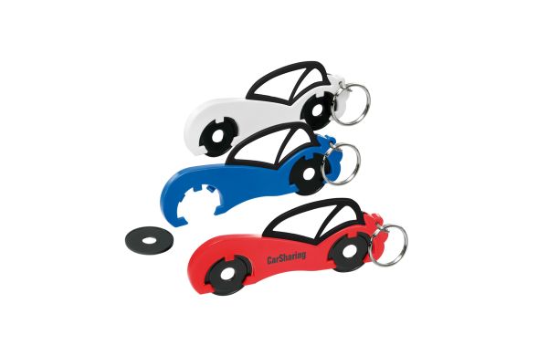 Chiphalter mit Ring und zwei 1€-Chips "Auto"