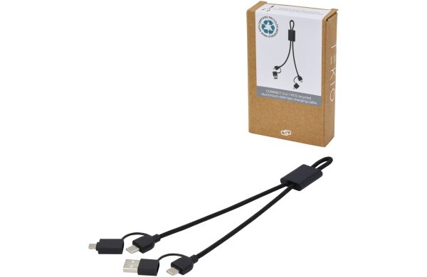 Connect 6-in-1 45W Schnelllade- & Datentransferkabel aus recyceltem RCS Aluminium, schwarz