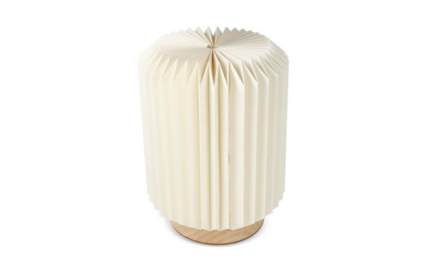 Coollux faltbare Papier LED-Lampe Aurora auf Holzsockel, 22cm, natur