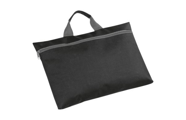 Dokumententasche aus strapazierfähigem Polyester mit Reißverschluss und Tragegriff - schwarz