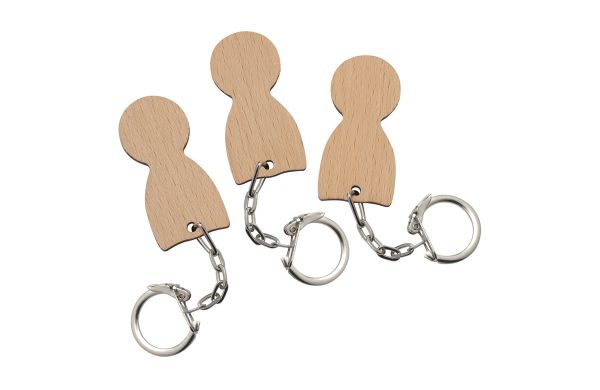 Einkaufswagenlöser Holz mit Gliederkette_ beige