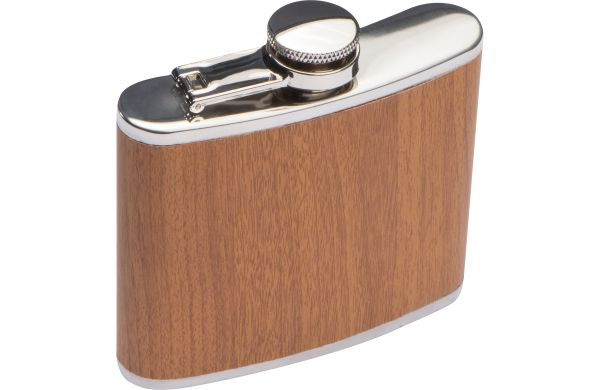 Flachmann aus Edelstahl im Holzdesign Füllvermögen 170ml - braun