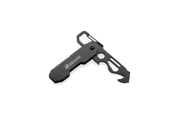 gear x faltbares edc-werkzeug mit karabinerhaken schwarz