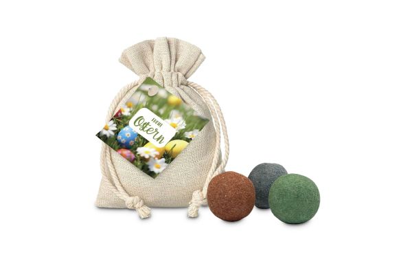 Geschenkartikel: Oster-Blumenwiese, 3 Saatkugeln im Säckchen