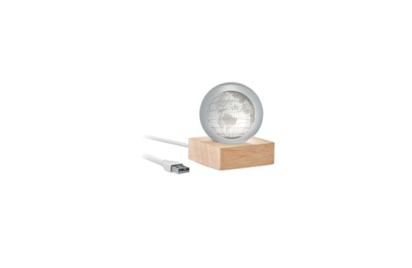 GLOBE LIGHT LED-Glaskugel Globus, holz