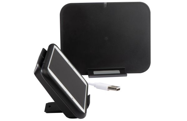 Induktionsladegerät aus Kunststoff mit Handyständer - schwarz