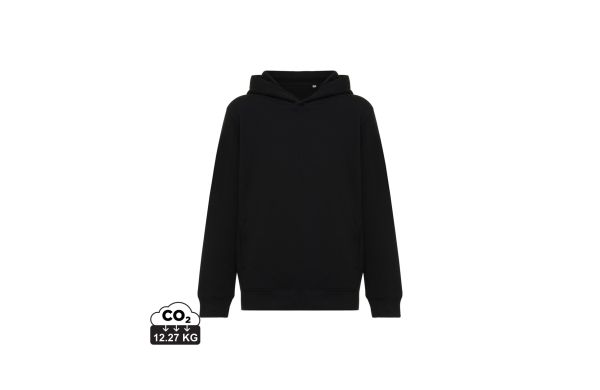 Iqoniq Yengo KidsHoodie mit Seitentaschen aus rec. Baumwolle, schwarz, 11-12j (146-152cm)