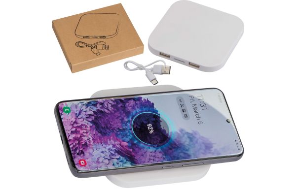 Kabelloses Ladegerät mit 2 USB Ports - weiß