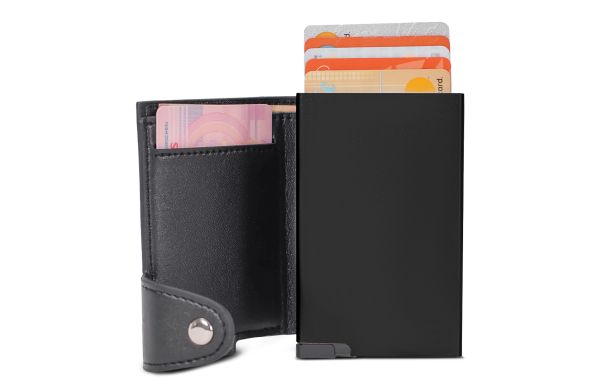 Kartenetui mit RFID-Schutz, schwarz - schwarz