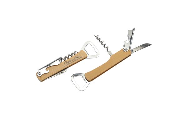 Kellnermesser mit 4 Funktionen, Bambus