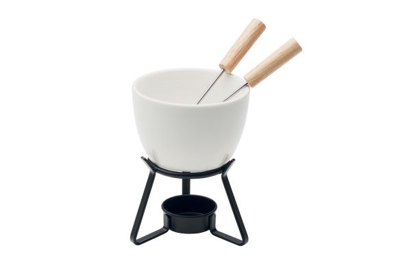 Keramik-Fondue-Set 240 ml - weiß