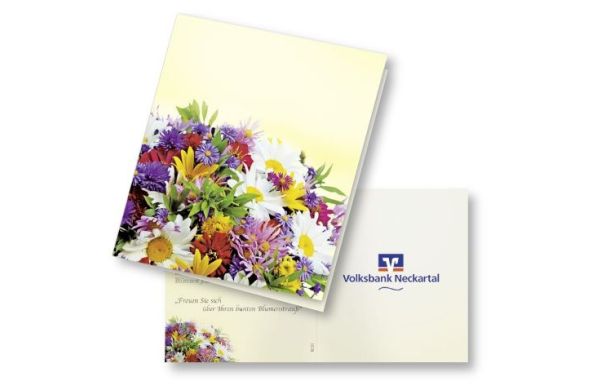 Klappkärtchen Bunte Blumenwelt, bunte Blumenmischung