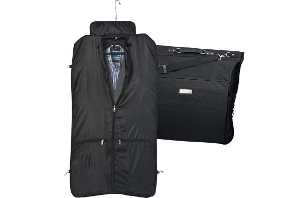 Kleidersack aus Polyester mit Metallschild - schwarz