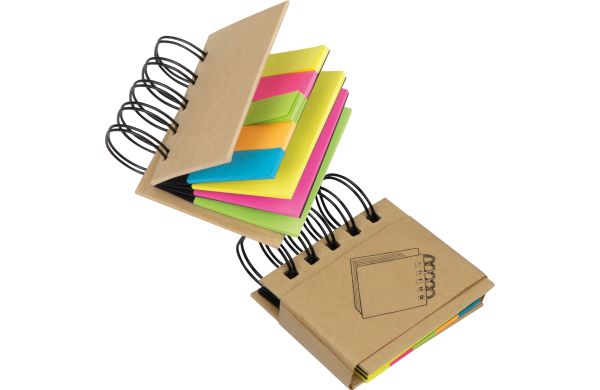 Kleines Ringbuch mit Haftmarkerstreifen und Haftnotizen - braun