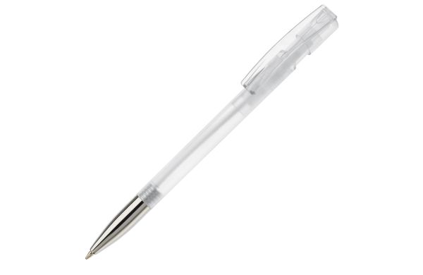 Kugelschreiber Nash Transparent mit Metallspitze, transparent weiss