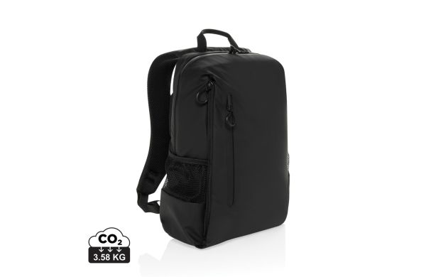 Lima Aware™ RPET wasserabweisender 15,6" Laptop-Rucksack, schwarz