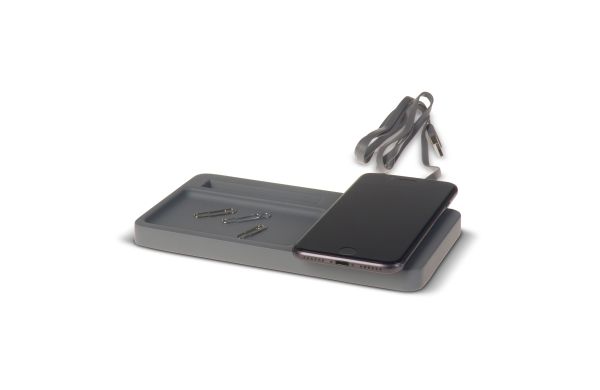 Limestone Desk organizer with wireless charger 5W, grau