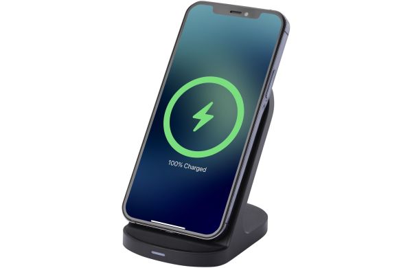 Loop kabellose Ladestation mit 15W Doppelspule aus recyceltem RCS Kunststoff, schwarz