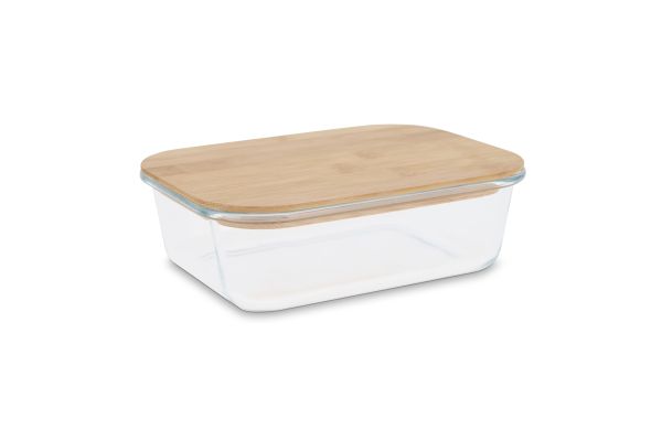 Lunchbox aus Glas mit Bambusdeckel, transparent