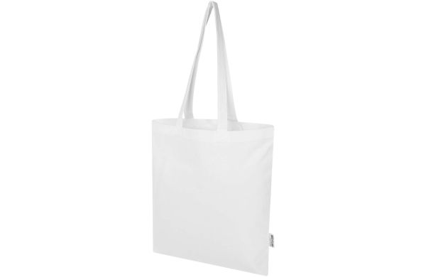 Madras Blend 140 g/m² Tragetasche aus GRS-recycelter Baumwolle 7L, weiss