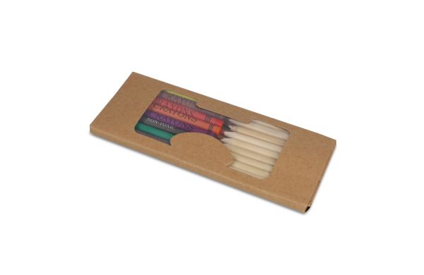 Malstifte und Buntstifte in Kraftbox, natur