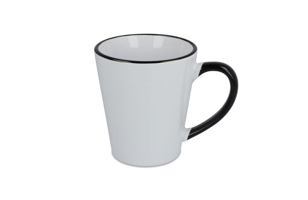 Melbourne Sublimationsbecher farbiger Rand & Henkel 300ml, weiss/schwarz